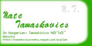 mate tamaskovics business card